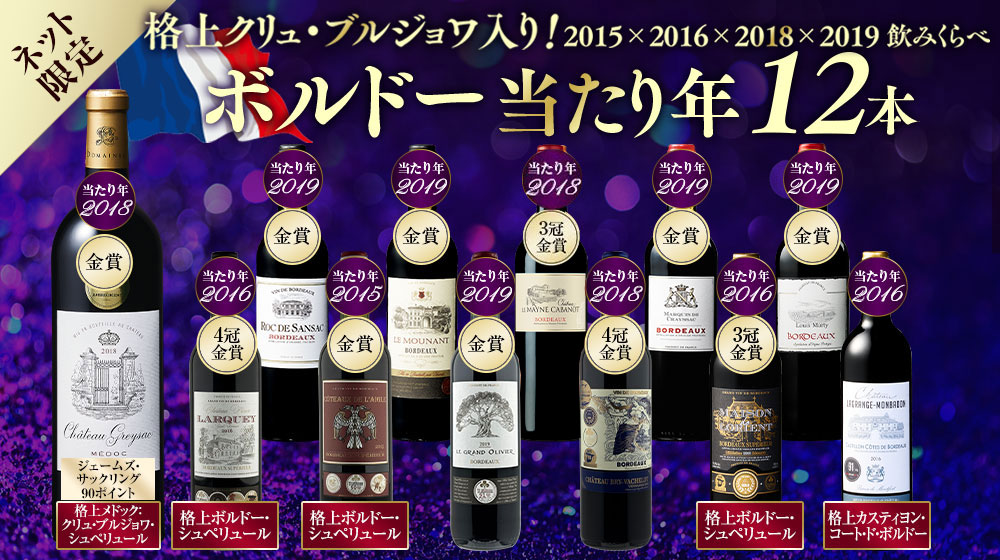 【17年連続No.1記念】格上クリュブルジョワ入り!ボルドーグレートヴィンテージ赤12本 第2弾