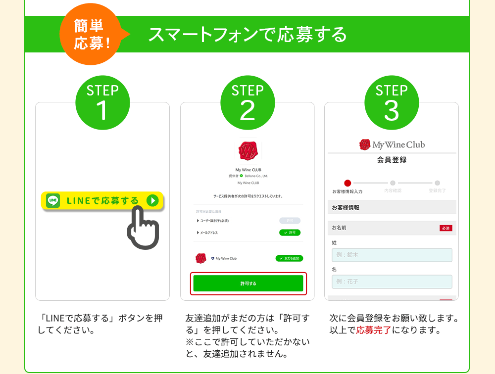 スマートフォンで応募する