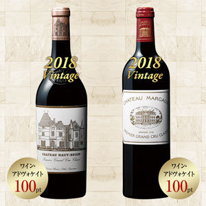 堂々たるワイン・アドヴォケイト100ポイント獲得！マルゴー＆オー・ブリオン2018ヴィンテージ飲み比べ2本セット