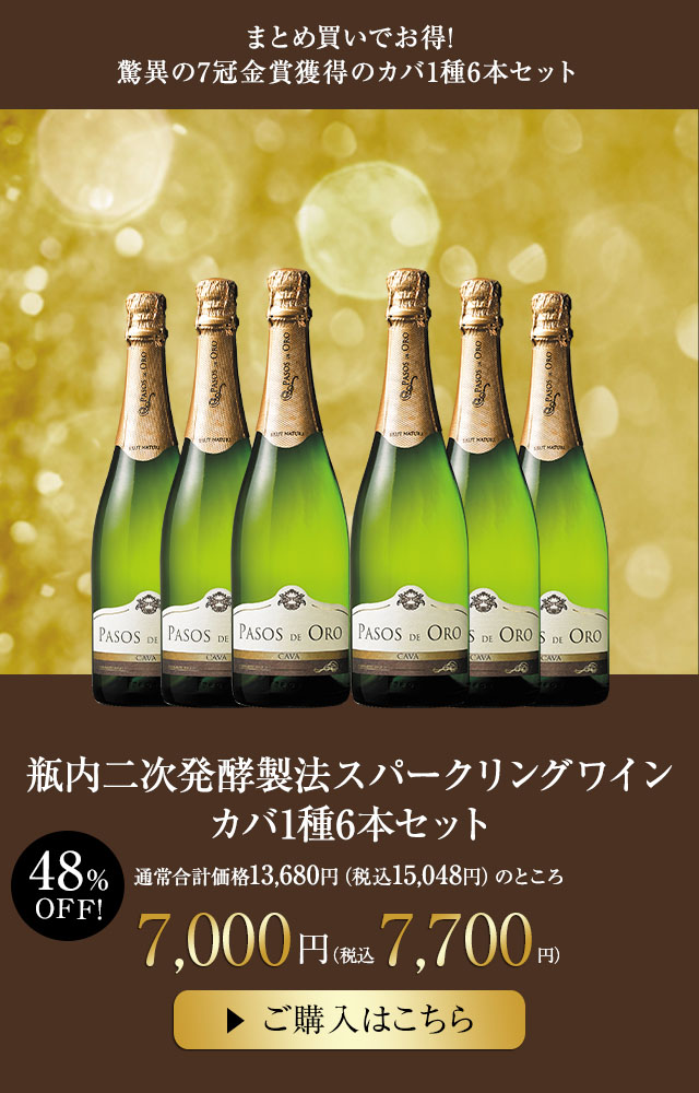 瓶内二次発酵製法スパークリングワイン　カバ1種6本セット