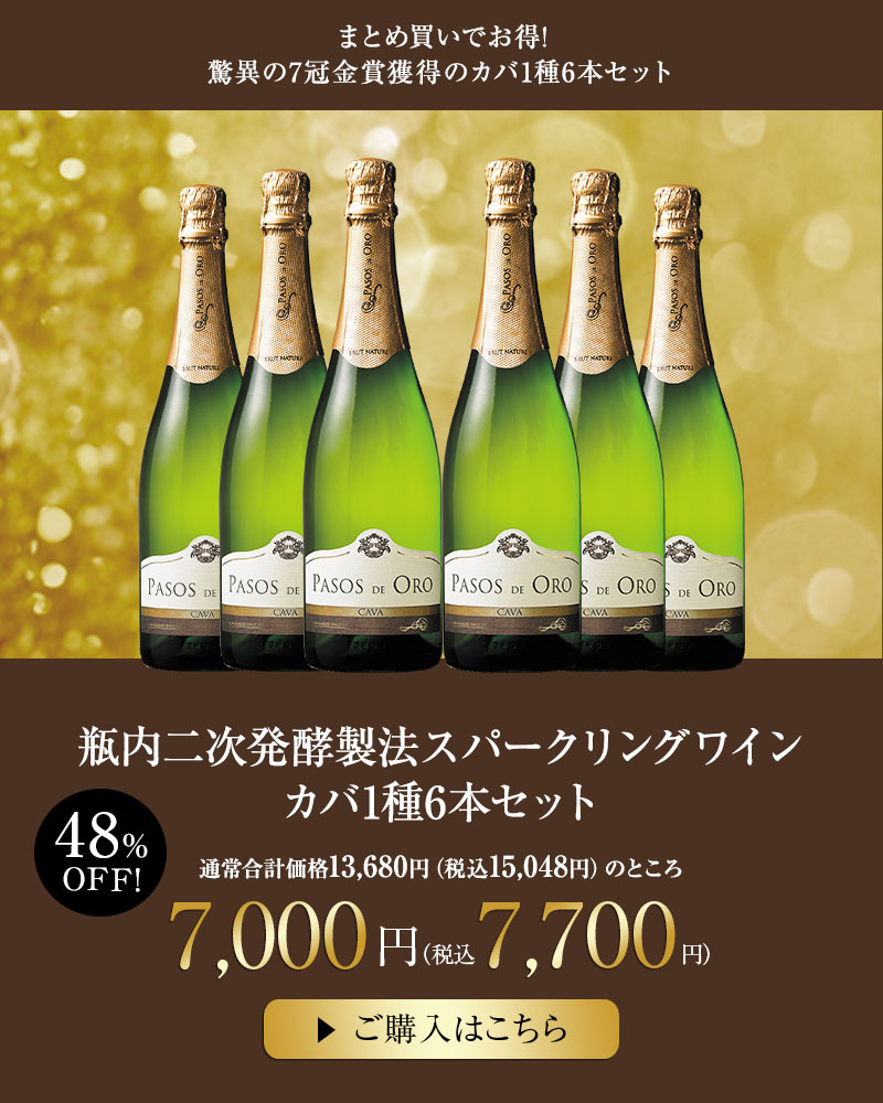 瓶内二次発酵製法スパークリングワイン　カバ1種6本セット