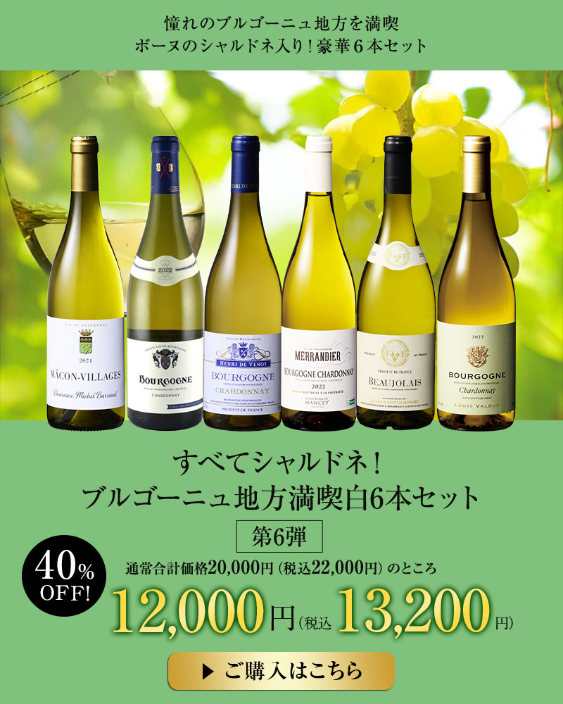 すべてシャルドネ！ブルゴーニュ地方満喫白6本セット第6弾