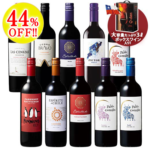コスパ抜群！ボックスワイン付きチリ赤ワイン10本セット
