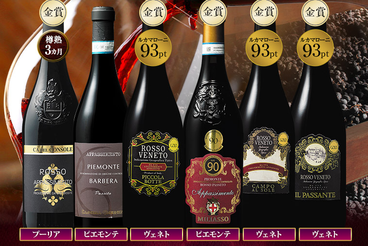 金賞＆ワイン誌９３ポイント入り！イタリア濃厚アパッシメント製法赤６