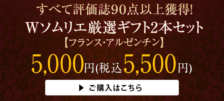 すべて評価誌９０点以上獲得！ Ｗソムリエ厳選ギフト2本セット 【フランス・アルゼンチン】