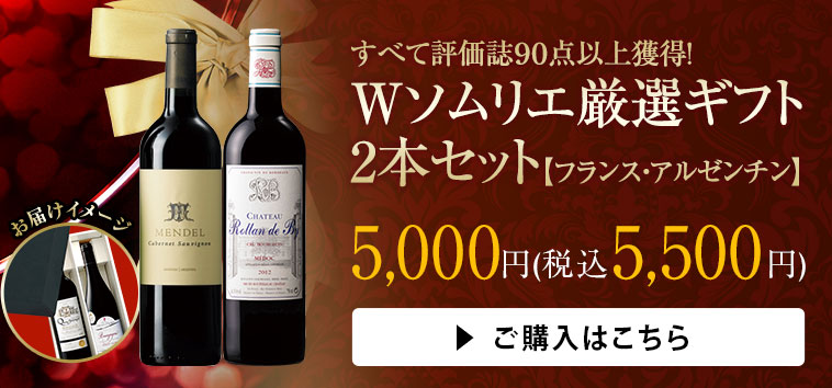 すべて評価誌９０点以上獲得！ Ｗソムリエ厳選ギフト2本セット 【フランス・アルゼンチン】