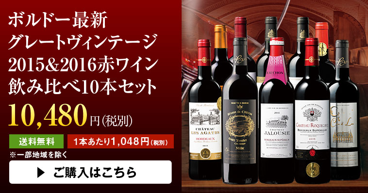 ボルドー最新グレートヴィンテージ２０１５＆２０１６赤ワイン飲み比べ１０本セット | ワイン通販ならマイワインクラブ【公式】