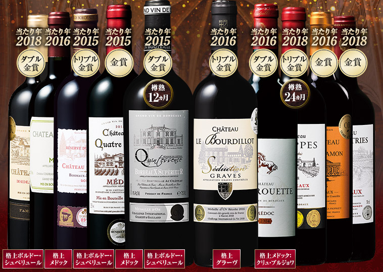 ボルドーグレートヴィンテージ飲み比べ赤ワイン１０本セット 第２弾