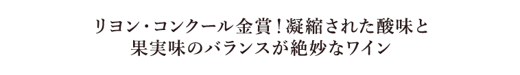 リヨン・コンクール金賞！凝縮された酸味と果実味のバランスが絶妙なワイン
