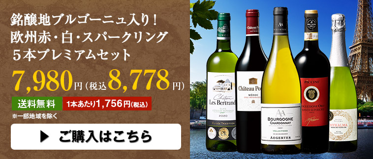 銘醸地ブルゴーニュ入り！欧州赤・白・スパークリング５本プレミアムセット