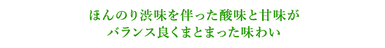 ほんのり渋味を伴った酸味と甘味がバランス良くまとまった味わい