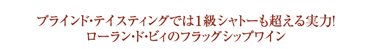 ブラインド・テイスティングでは１級シャトーも超える実力！ローラン・ド・ビィのフラッグシップワイン