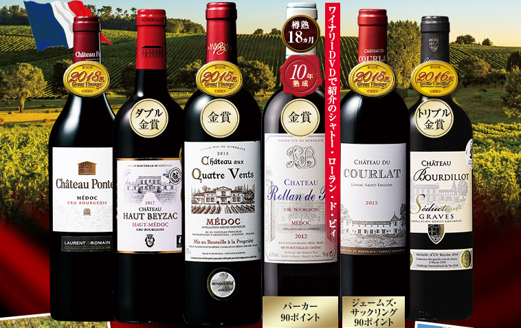 ワイナリーツアーDVD付！ローラン・ド・ビィのフラッグシップワイン入り！ボルドー最強級赤ワイン６本セット