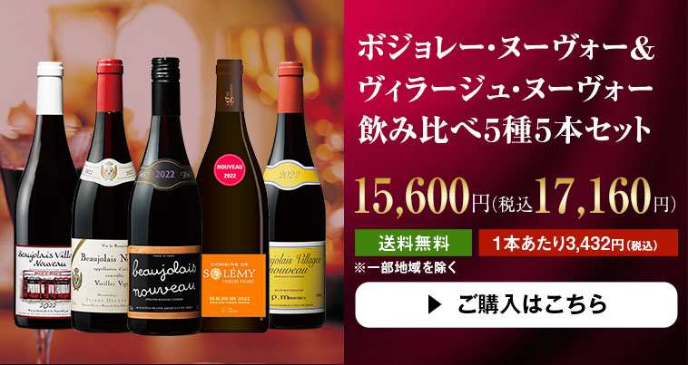 ボジョレー・ヌーヴォー＆ヴィラージュ・ヌーヴォー飲み比べ５種５本セット