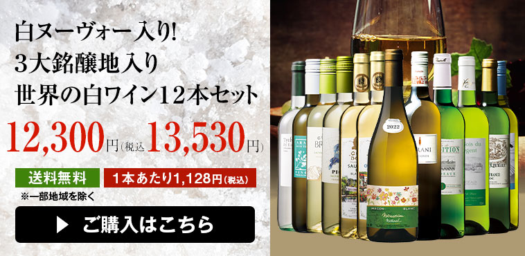 白ヌーヴォー入り！３大銘醸地入り世界の白ワイン１２本セット