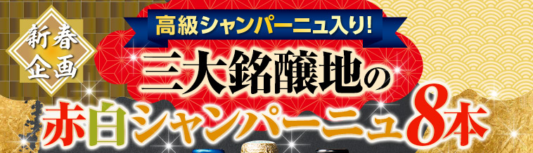 新春企画！高級シャンパーニュ入り！三大銘醸国の赤白シャンパーニュ８本セット