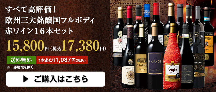 すべて高評価！欧州三大銘醸国フルボディ赤ワイン１６本セット | ワイン通販ならマイワインクラブ【公式】