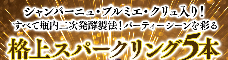 シャンパーニュ・プルミエ・クリュ入り！瓶内二次発酵製法スパークリング５本セット
