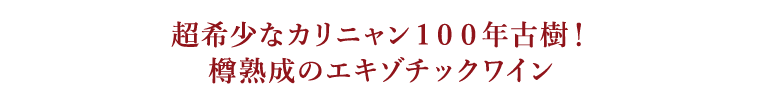 超希少なカリニャン１００年古樹！樽熟成のエキゾチックワイン