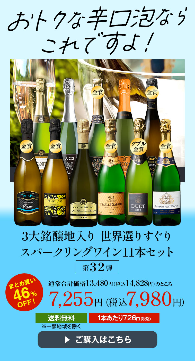 3大銘醸地入り 世界選りすぐりスパークリングワイン11本セット 第３１弾