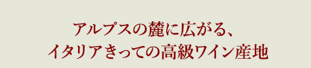 アルプスの麓に広がる、イタリアきっての高級ワイン産地