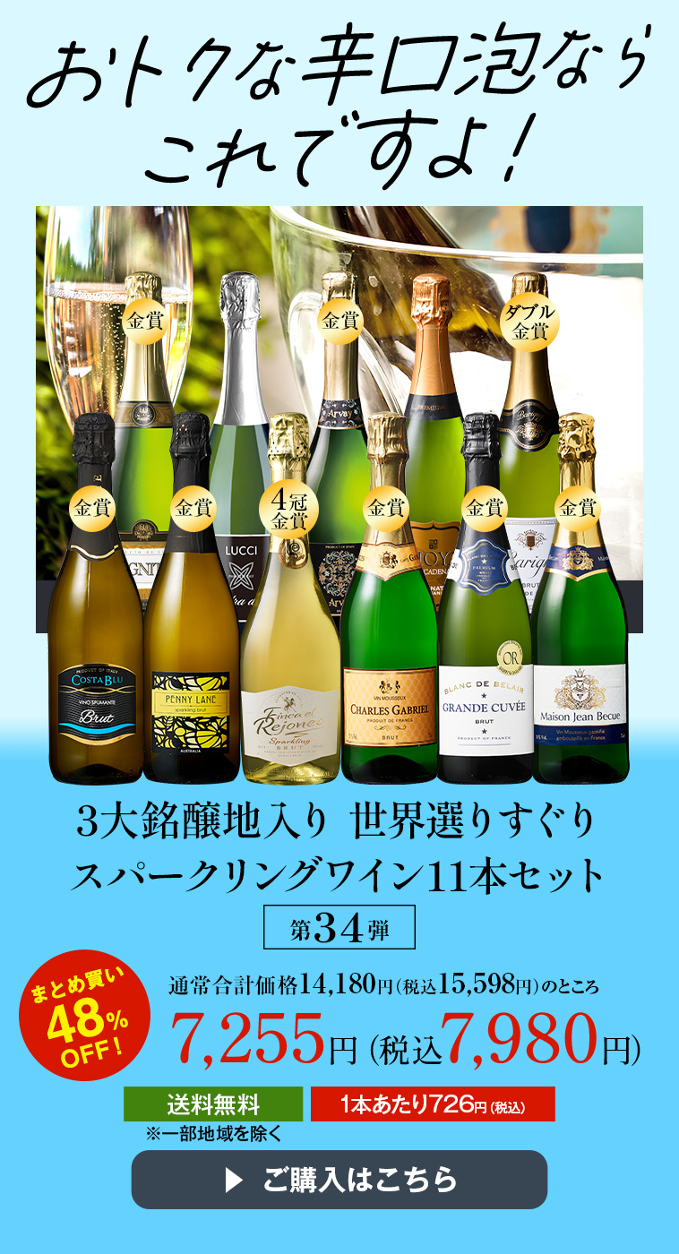 3大銘醸地入り 世界選りすぐりスパークリングワイン11本セット 第34弾