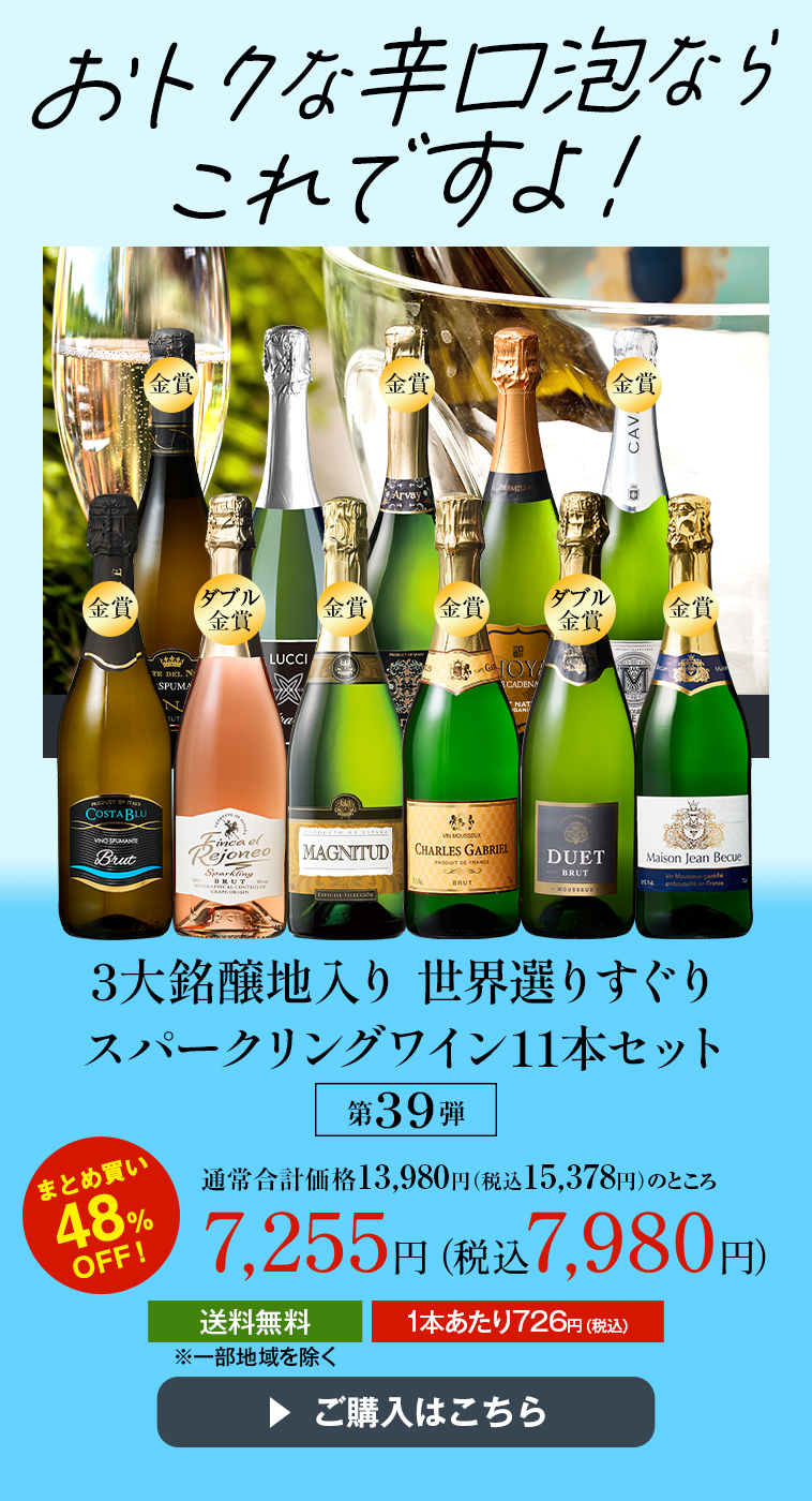 3大銘醸地入り 世界選りすぐりスパークリングワイン11本セット 第39弾