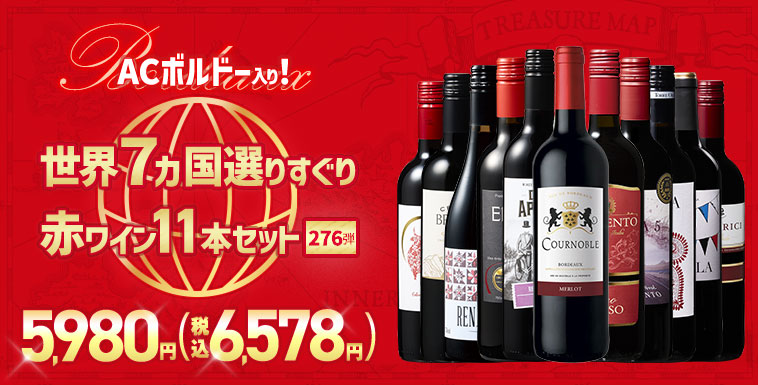 【特別送料無料】３大銘醸地入り！世界選りすぐり赤ワイン１１本セット　第276弾