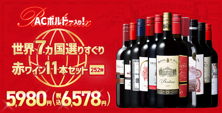 【特別送料無料】３大銘醸地入り！世界選りすぐり赤ワイン１１本セット　第252弾