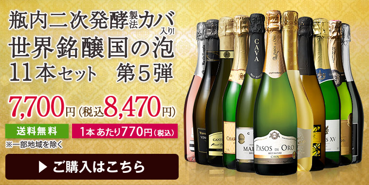 瓶内二次発酵カバ入り！世界銘醸国の泡１１本セット