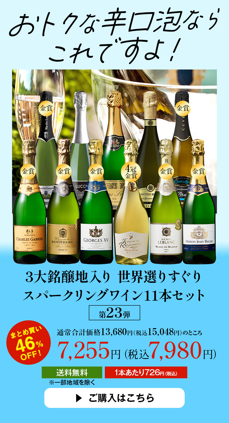 3大銘醸地入り 世界選りすぐりスパークリングワイン11本セット 第２３弾