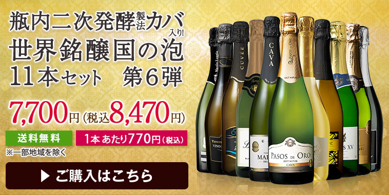 瓶内二次発酵カバ入り！世界銘醸国の泡１１本セット