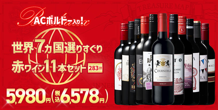 【特別送料無料】３大銘醸地入り！世界選りすぐり赤ワイン１１本セット　第283弾