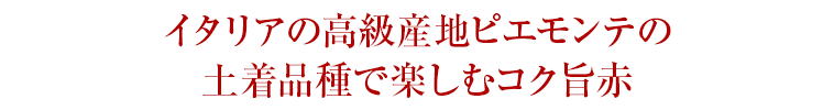 イタリアの高級産地ピエモンテの土着品種で楽しむコク旨赤