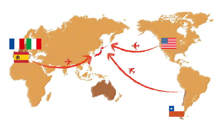 フランス・イタリア・スペイン・アメリカ・チリ