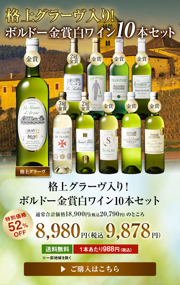 ボルドー金賞など 各国 白 10本セット750ml ボルドー金賞など 各国 白 10本
