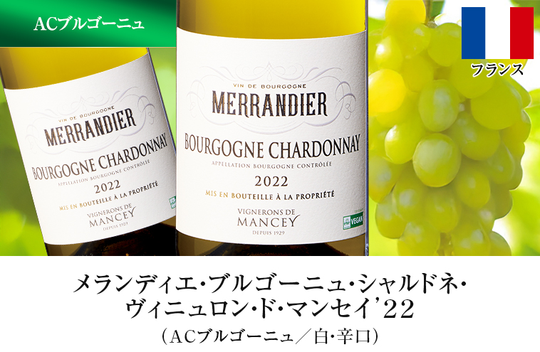 メランディエ・ブルゴーニュ・シャルドネ・ヴィニュロン・ド・マンセイ’２２（ACブルゴーニュ／白・辛口）