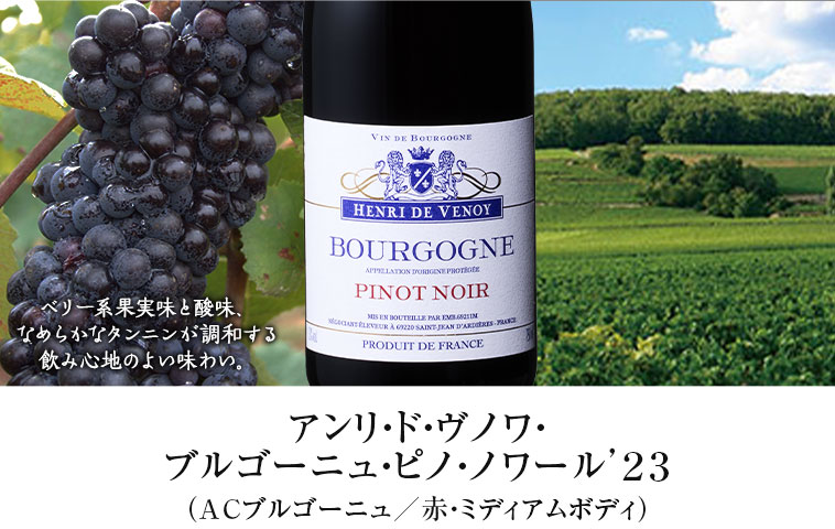 アンリ・ド・ヴノワ・ブルゴーニュ・ピノ・ノワール’２３（ACブルゴーニュ／赤・ミディアムボディ）