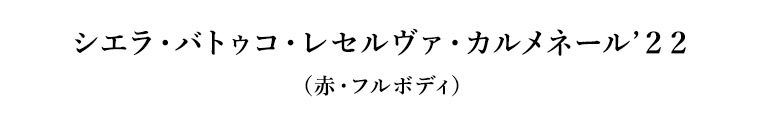 シエラ・バトゥコ・レセルヴァ・カルメネール’２２（赤・フルボディ）