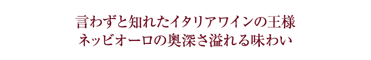 言わずと知れたイタリアワインの王様ネッビオーロの奥深さ溢れる味わい