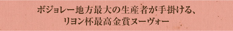 ボジョレー地方最大の生産者が手掛ける、リヨン杯最高金賞ヌーヴォー