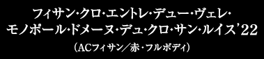 フィサン・クロ・エントレ・デュー・ヴェレ・モノポール・ドメーヌ・デュ・クロ・サン・ルイス’２２（ACフィサン／赤・フルボディ）