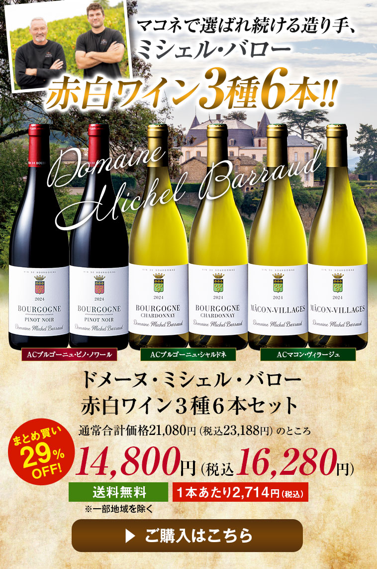 ドメーヌ・ミシェル・バロー赤白ワイン３種６本セット