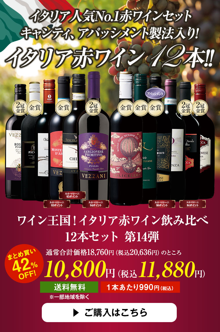 ワイン王国!イタリア赤ワイン飲み比べ12本セット 第14弾
