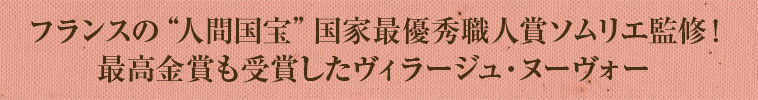 フランスの“人間国宝”国家最優秀職人賞ソムリエ監修！最高金賞も受賞したヴィラージュ・ヌーヴォー