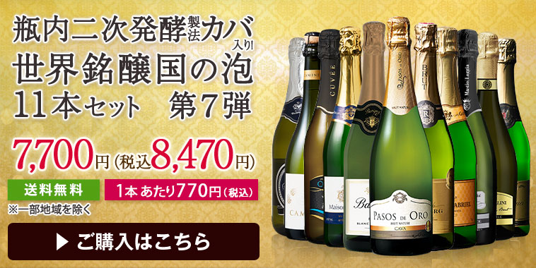 瓶内二次発酵カバ入り！世界銘醸国の泡１１本セット