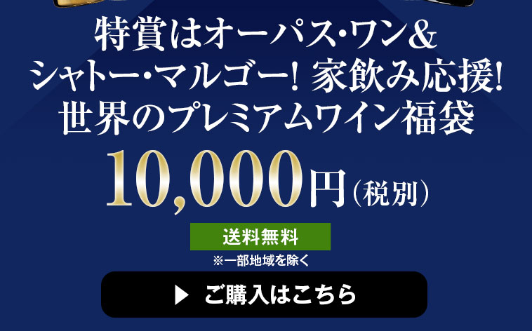 特賞はオーパス・ワン&シャトー・マルゴー! 家飲み応援!世界のプレミアムワイン福袋