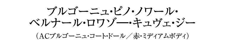 ブルゴーニュ・ピノ・ノワール・ ベルナール・ロワゾ―・キュヴェ・ジー （ACブルゴーニュ・コート・ドール／赤・ミディアムボディ