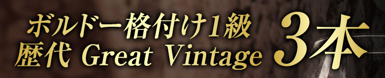 ボルドー１級シャトー  歴代グレートヴィンテージ 飲み比べ３本セット 