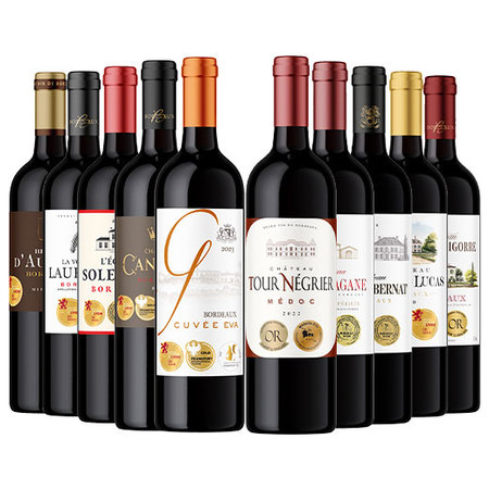 【予約販売:第1弾】ボルドーの常識を覆す！格上メドック×5冠金賞×高評価！厳選赤ワイン10本セット
